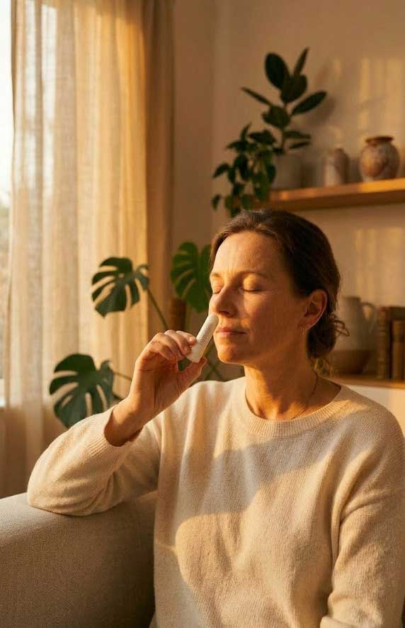 Inhalation contrôlée d’huiles essentielles avec un stick inhalateur (aromastick)